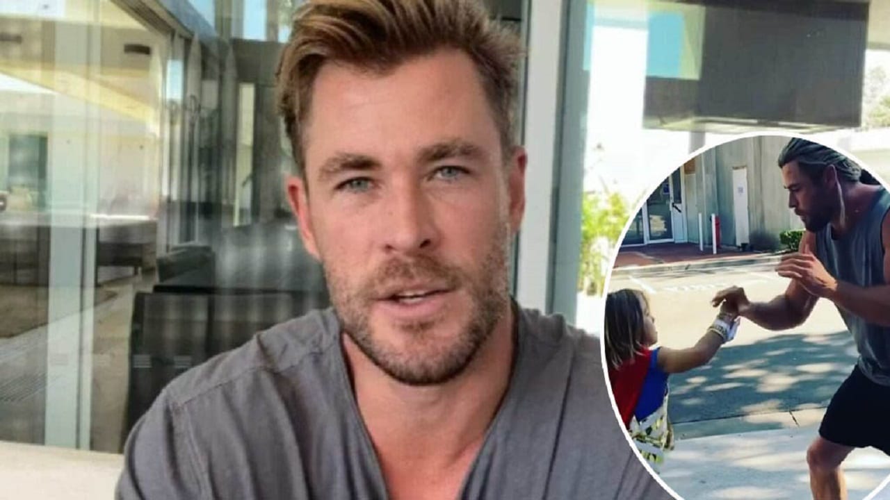 Chris Hemsworth allena il figlio in un video thumbnail